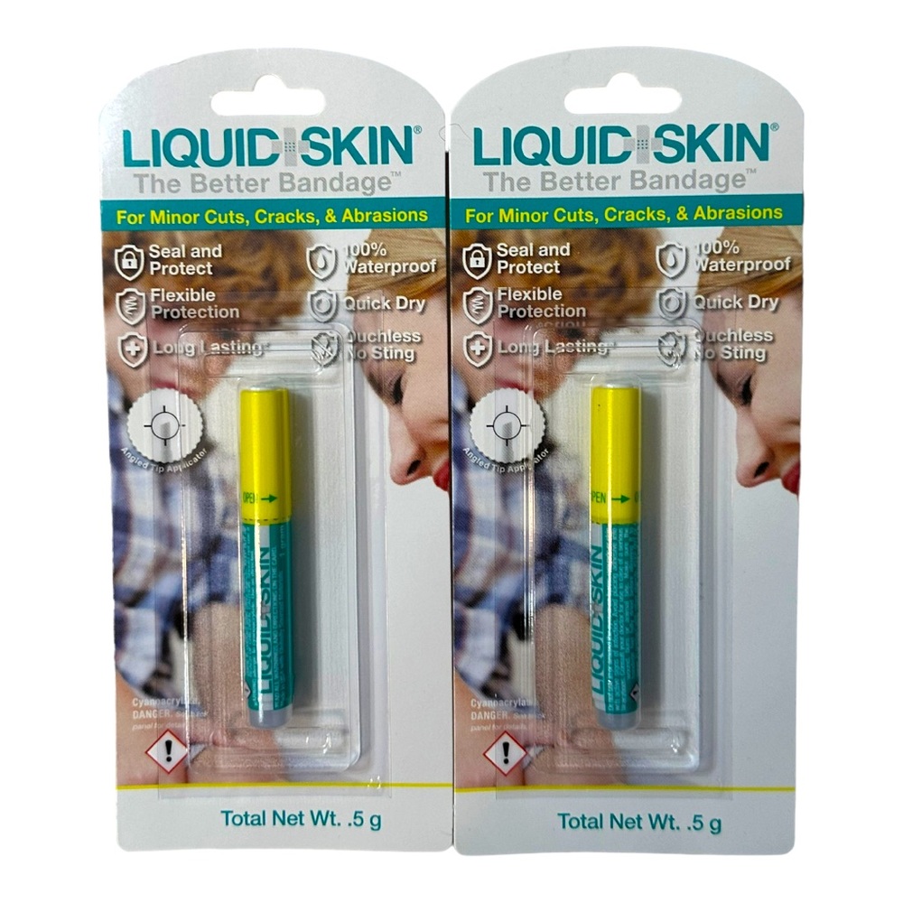 Liquid Skin The Better Bandage; Waterproof, Quick Dry, Seal & Protect, 2Pk NWT